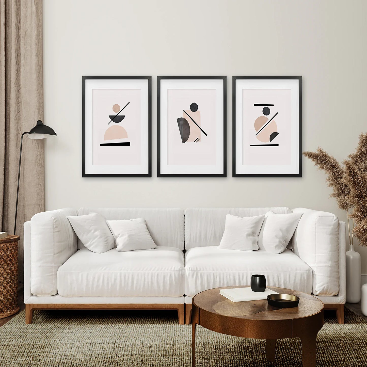 Mid-Century Modern Geometric Abstract Art Set of 3 Prints