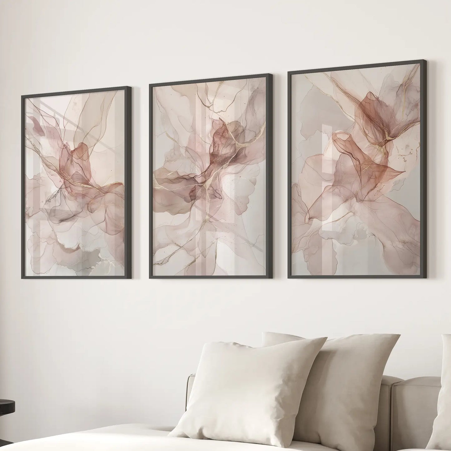 Neutral Abstract Wall Art Set of 3 Prints Decor
