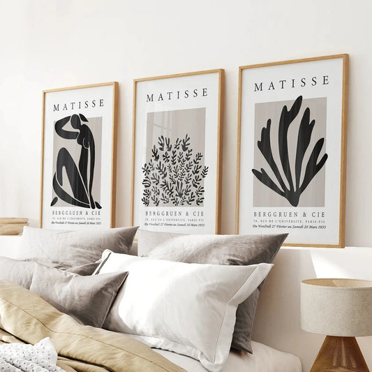 Abstract cut-out wall art set of 3 prints in neutral tones
