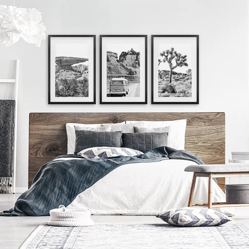 Black and White Desert Wall Art Set of 3 Prints