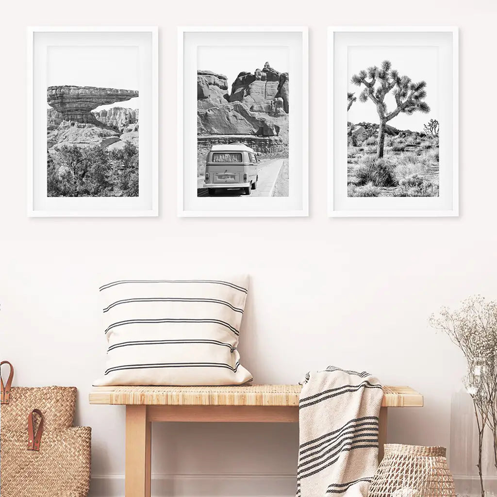 Black and White Desert Wall Art Set of 3 Prints