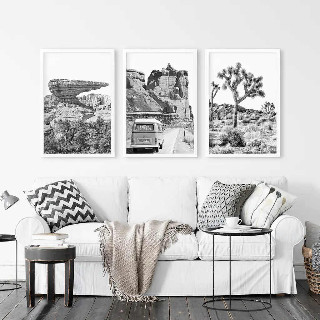 Black and White Desert Wall Art Set of 3 Prints