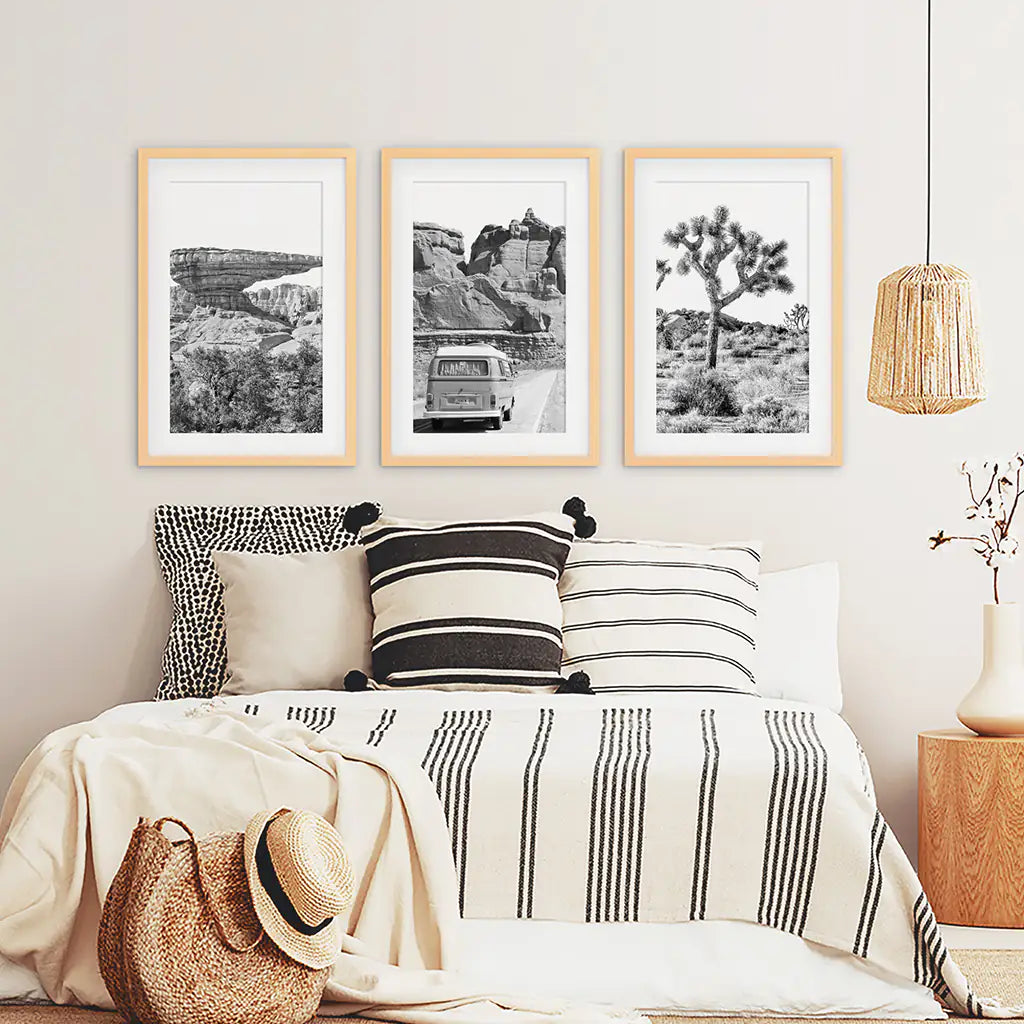 Black and White Desert Wall Art Set of 3 Prints