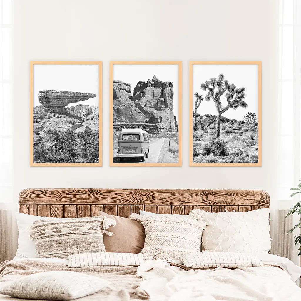 Black and White Desert Wall Art Set of 3 Prints