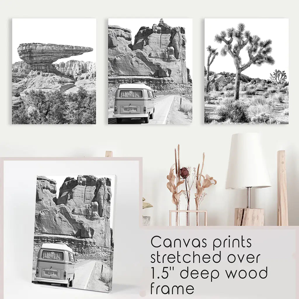 Black and White Desert Wall Art Set of 3 Prints