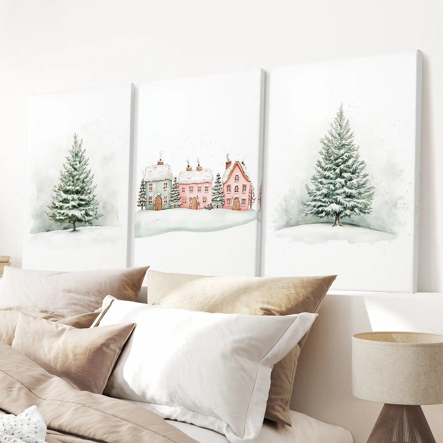 Winter Evergreen Tree Christmas Wall Art Set of 3