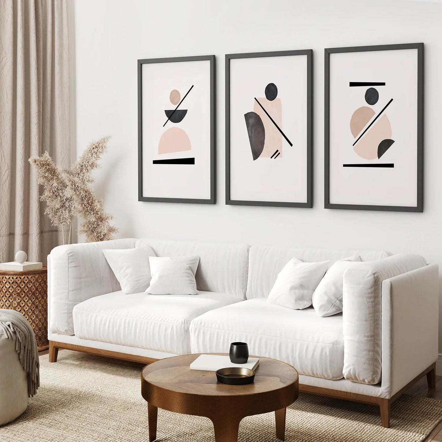Mid-Century Modern Geometric Abstract Art Set of 3 Prints