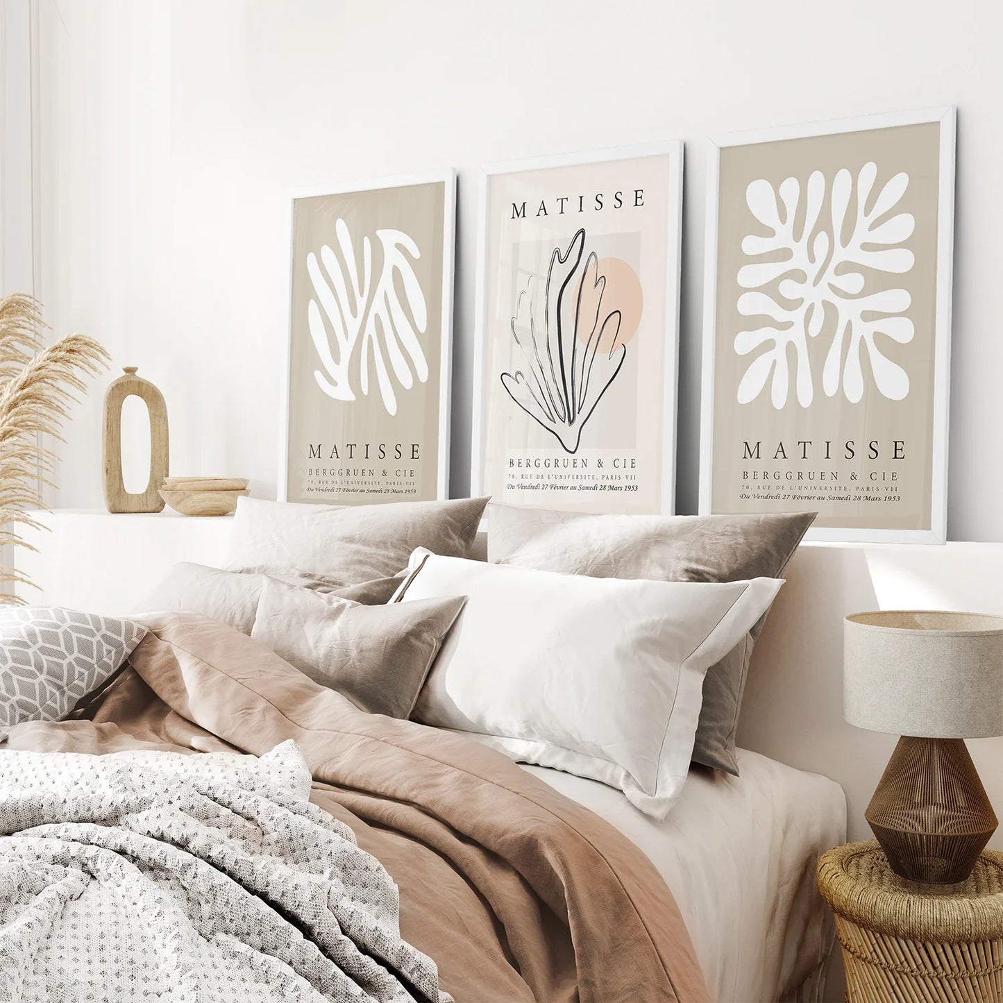 Set of 3 Neutral Abstract Cut-Out Prints - Modern Wall Art