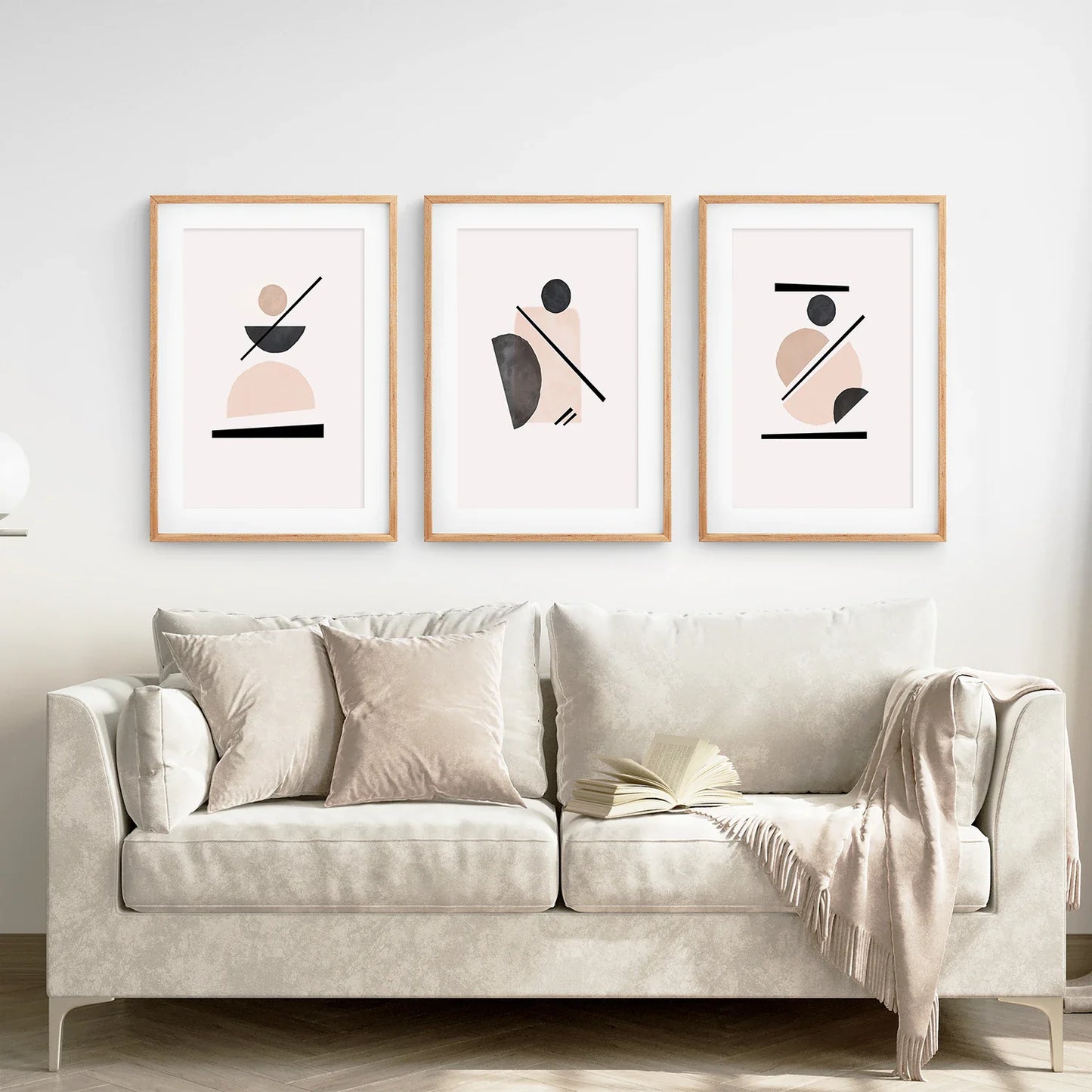 Mid-Century Modern Geometric Abstract Art Set of 3 Prints