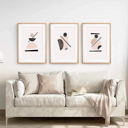 Mid-Century Modern Geometric Abstract Art Set of 3 Prints
