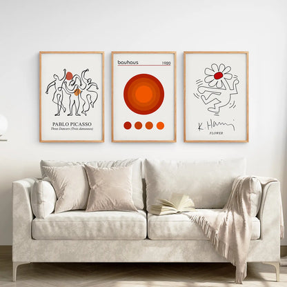 Abstract Line Art Wall Art Set of 3 Modern Prints