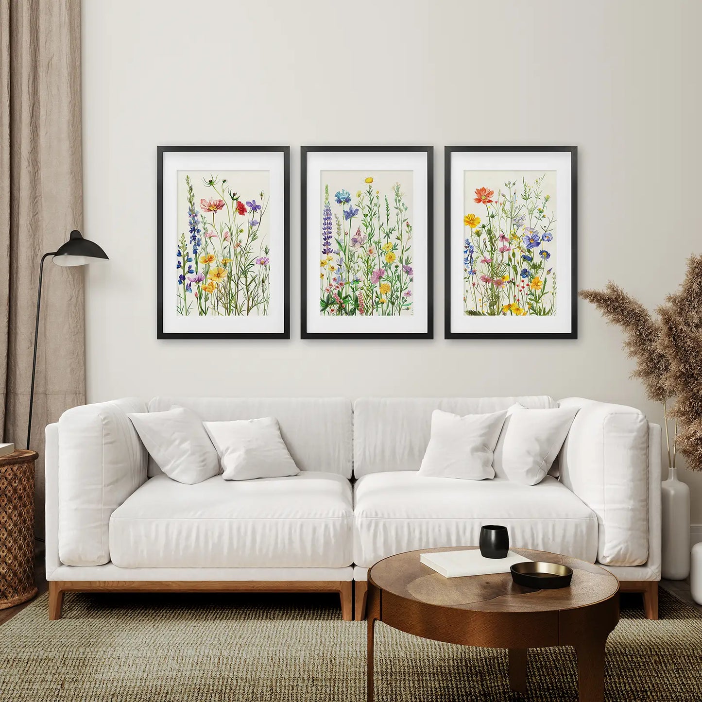 Wildflower Wall Art Set of 3 Watercolor Floral Prints
