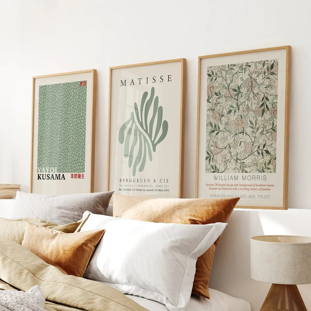 Sage green abstract modern wall art set of 3 gallery prints