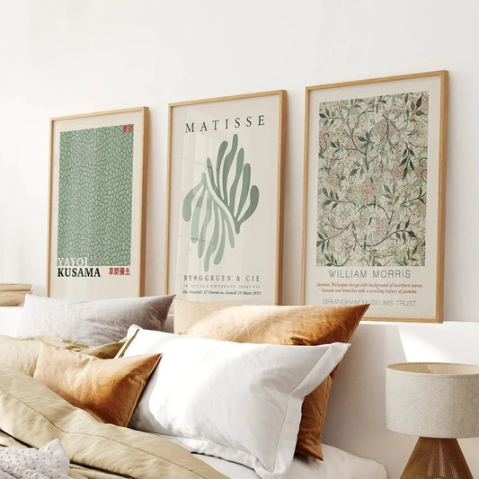 Sage green abstract modern wall art set of 3 gallery prints