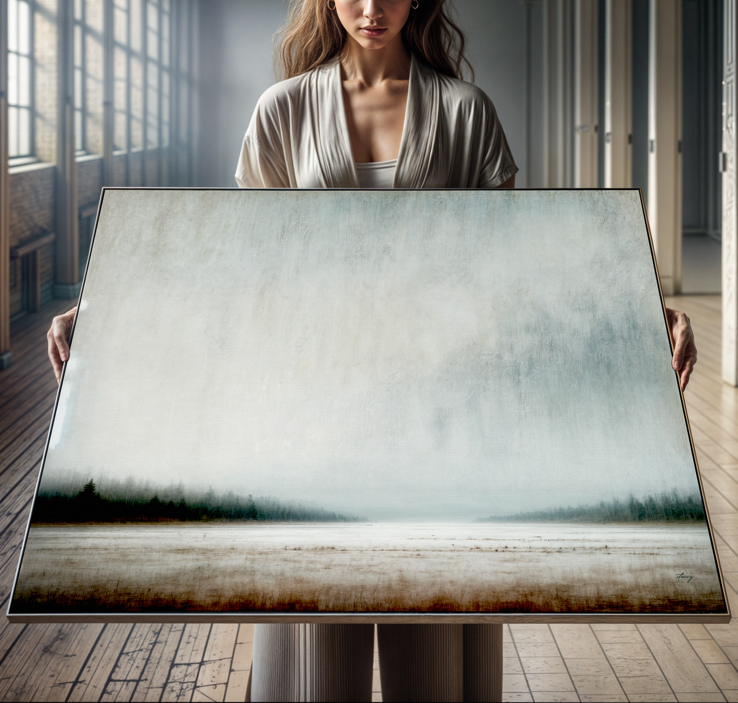 Silent Expanse Misty Forest Canvas Wall Art