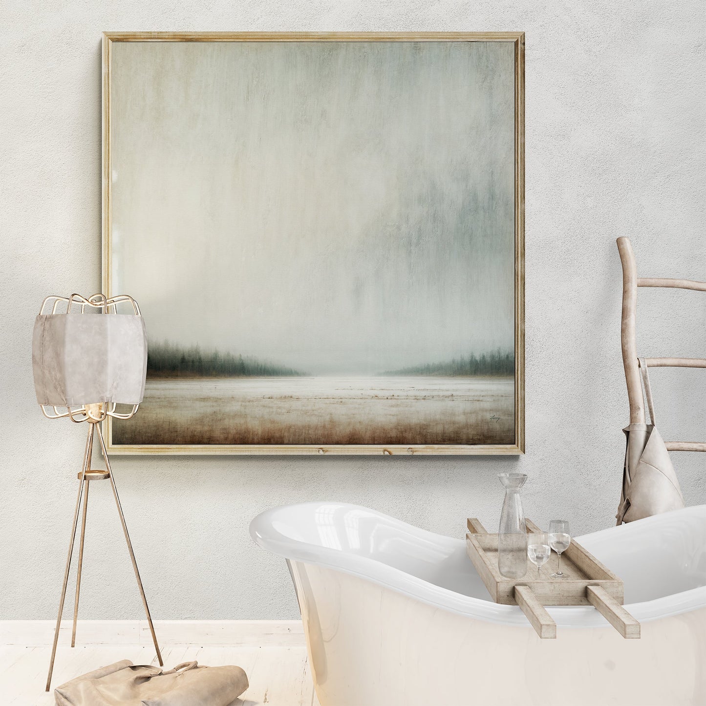 Silent Expanse Misty Forest Canvas Wall Art
