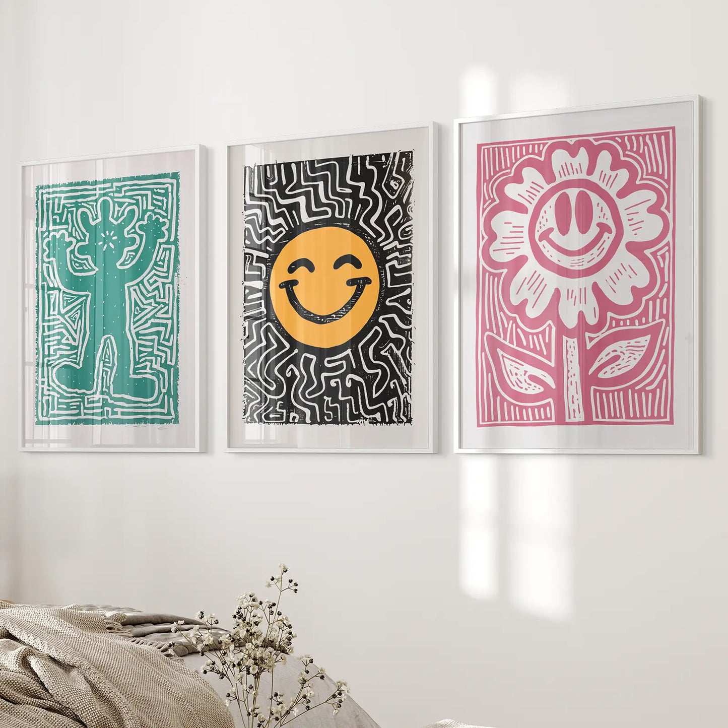 Funky Groovy Wall Art Set of 3 Retro Prints