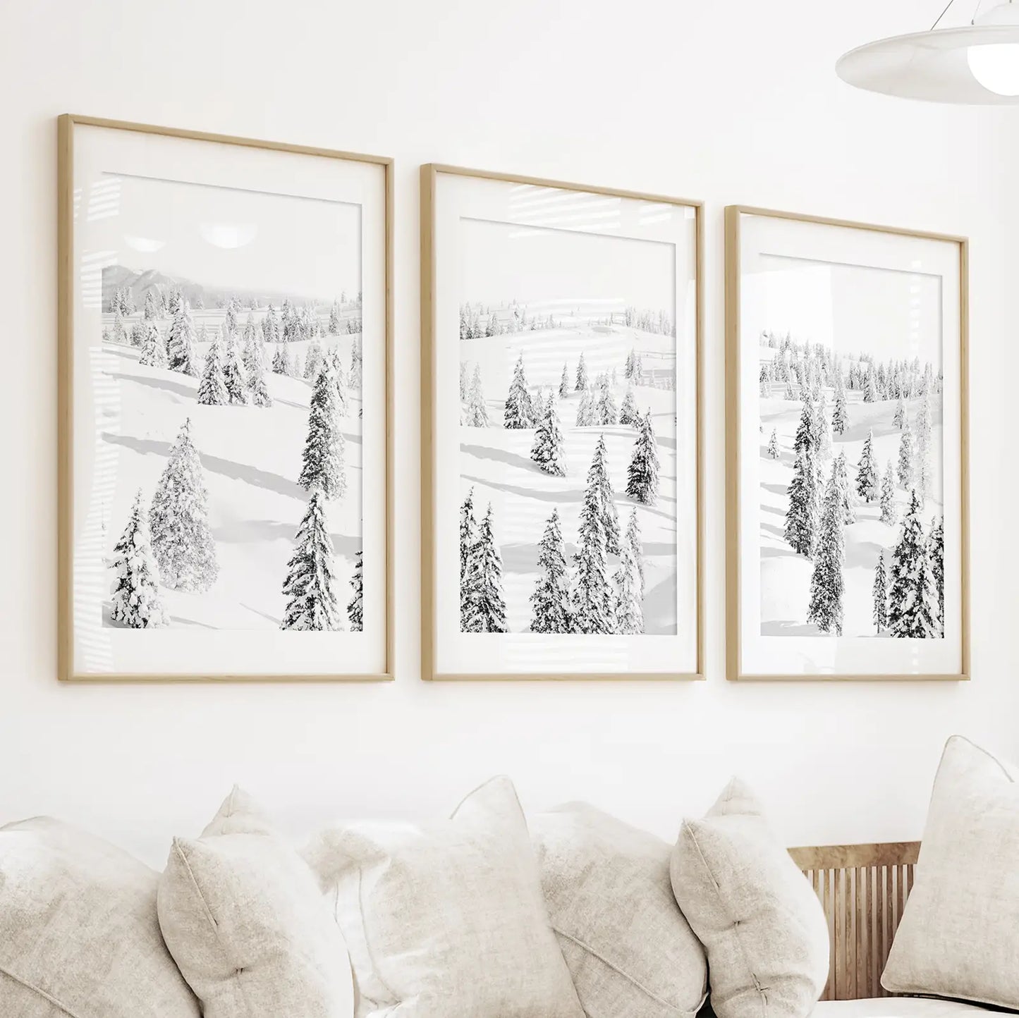 Black and White Winter Forest Wall Art Set of 3