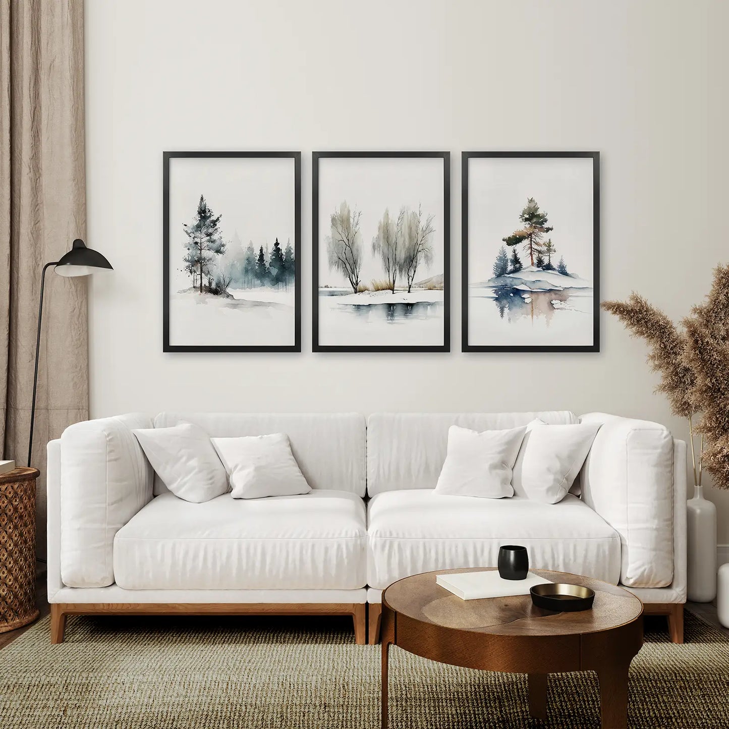 Winter Pine Forest Wall Art Set of 3 Nature Prints