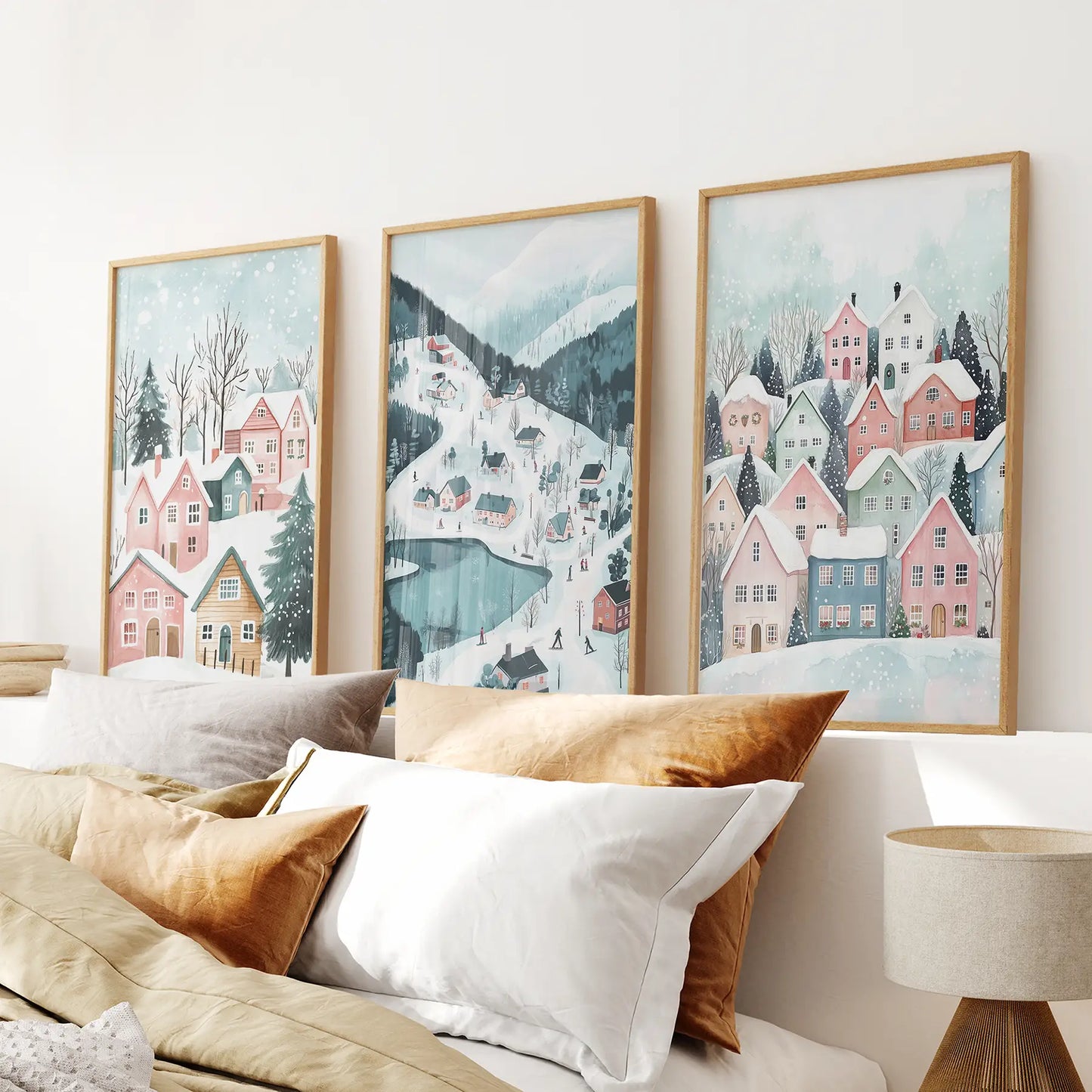 Christmas Village Winter Landscape Wall Art Set of 3