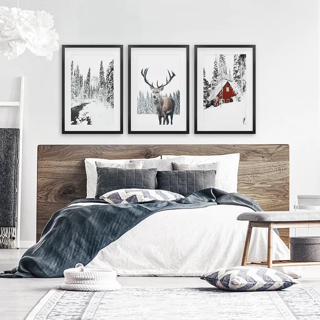 Christmas Mood Wall Art Set of 3 Deer Prints