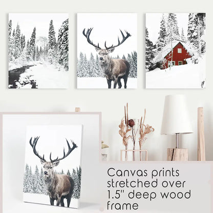 Christmas Mood Wall Art Set of 3 Deer Prints