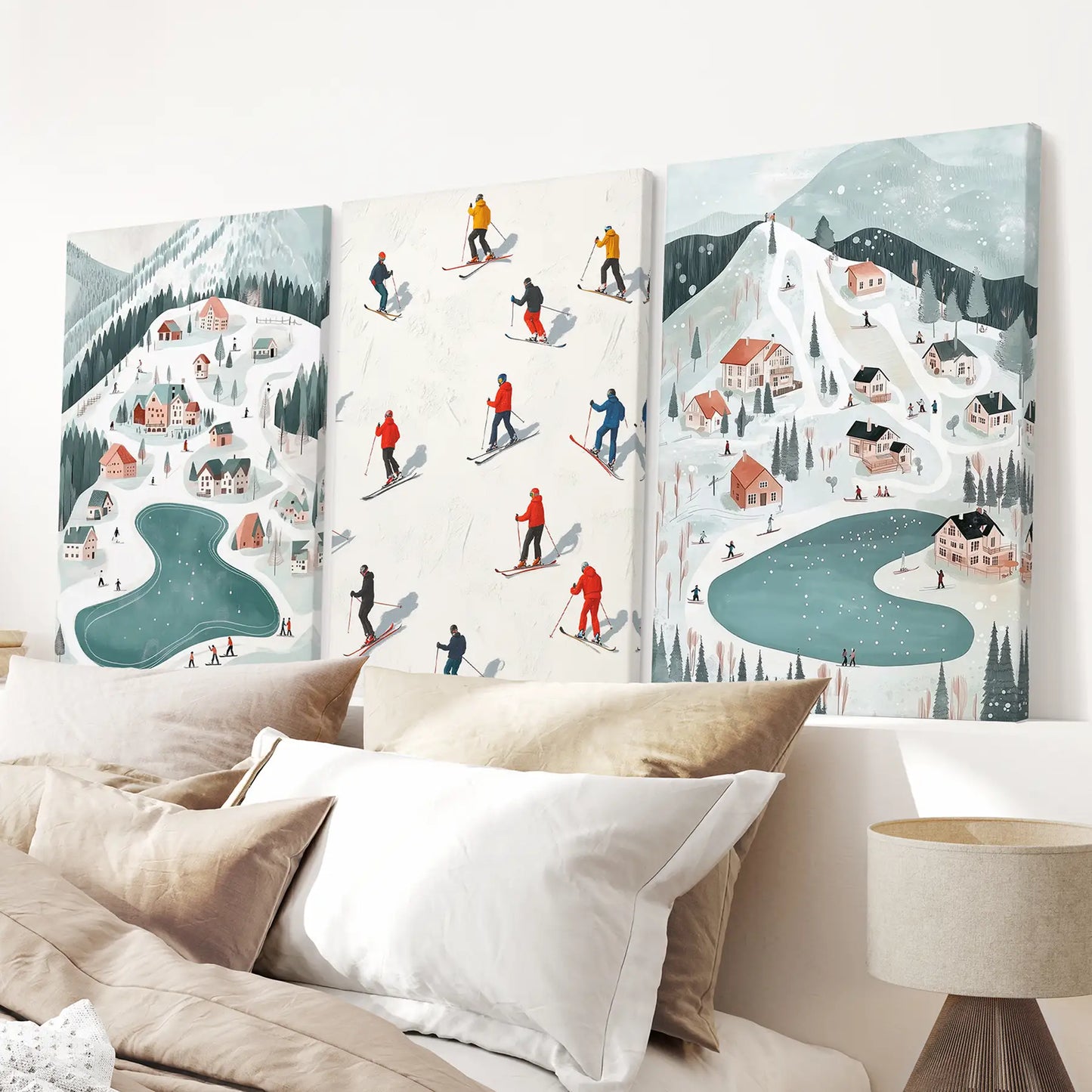 Christmas Village Holiday Wall Art Print Set