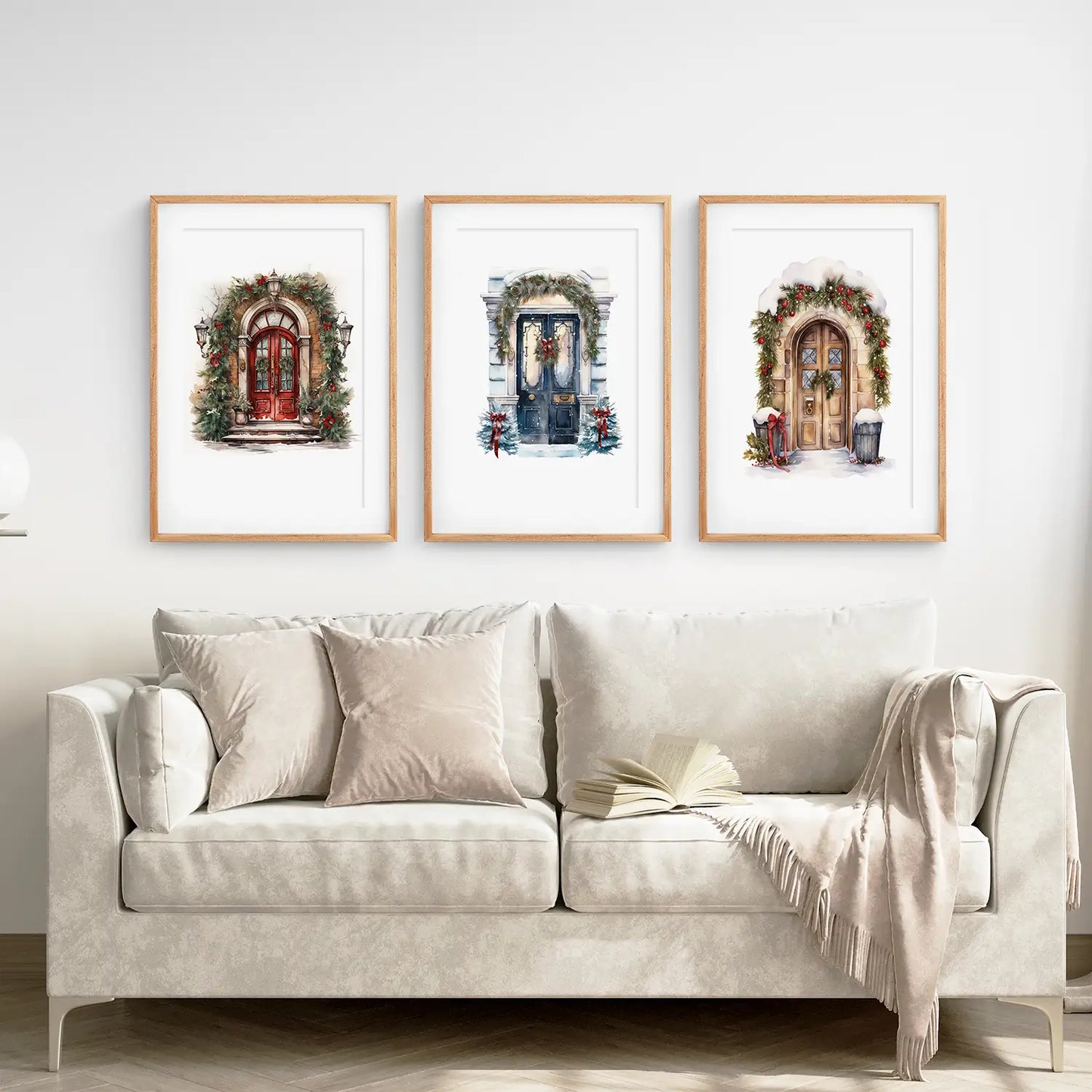 Christmas Tree Door Wall Art Set of 3 Holiday Prints