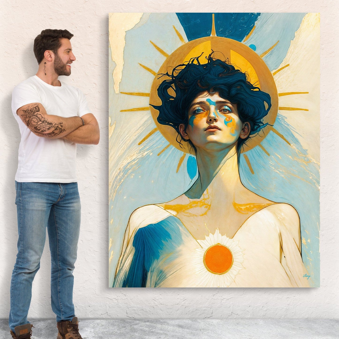 Solar Serenity II Figure in Light Canvas Wall Art