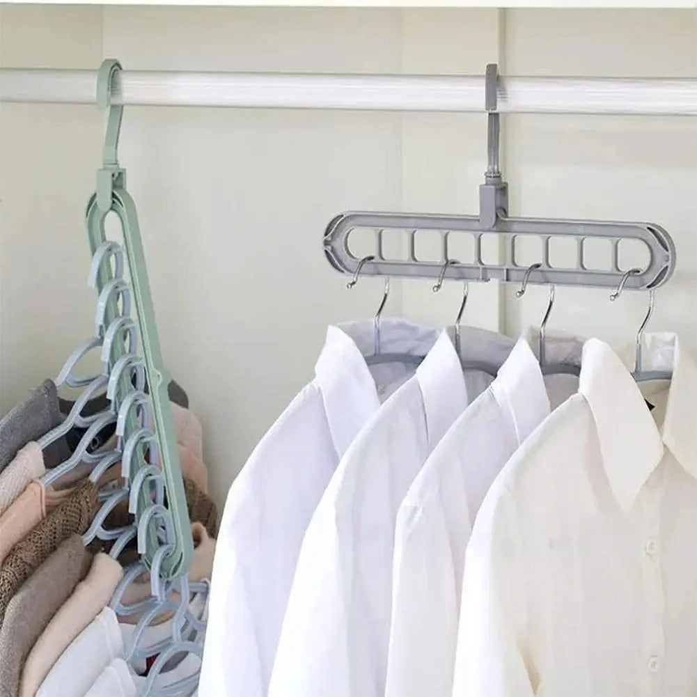 Space saving hangers 9 slot closet organizer vertical hanging white shirts