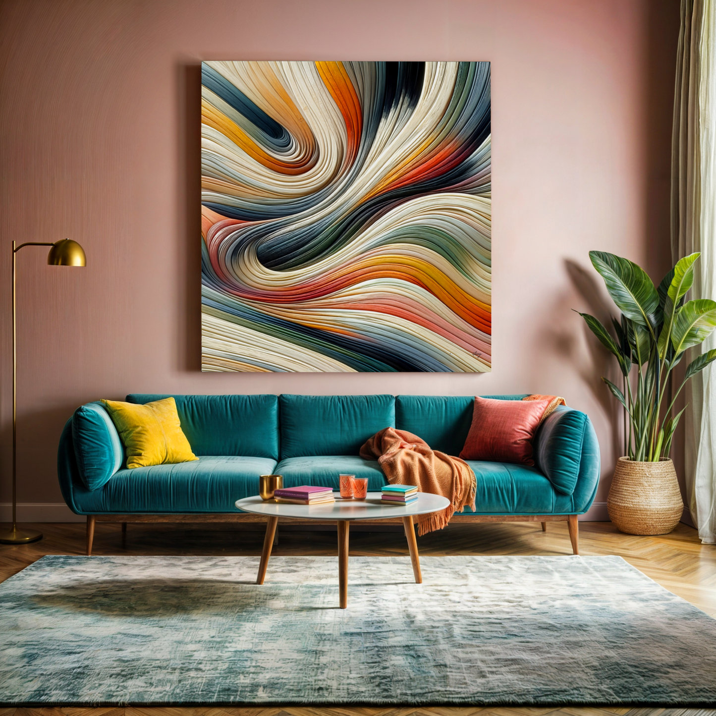 Spectral Swirl colorful flowing lines abstract canvas wall art