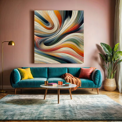 Spectral Swirl colorful flowing lines abstract canvas wall art