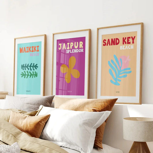 Y2k summer travel beach wall art set of 3