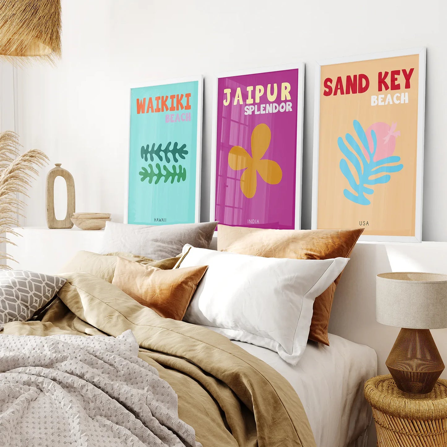 Y2k Summer Travel Wall Art Set of 3, Beach Poster Bundle