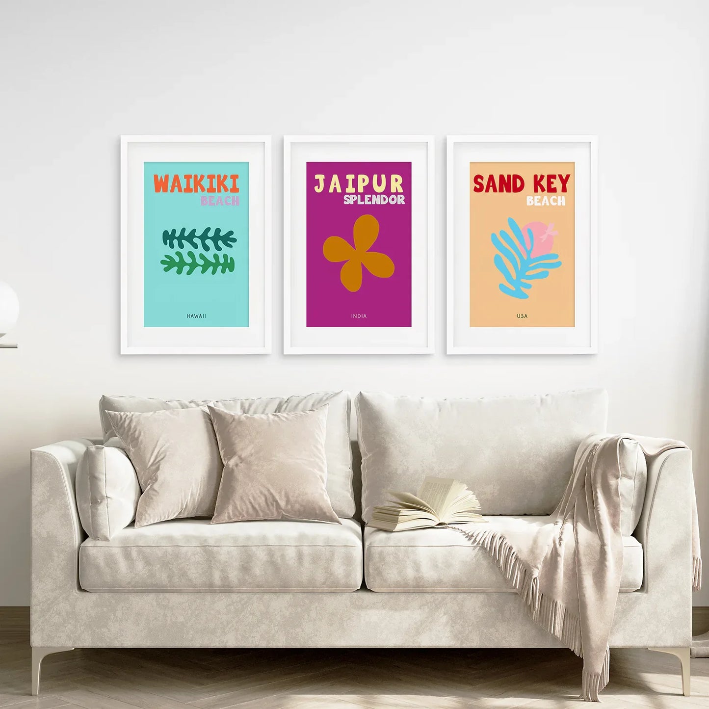 Y2k Summer Travel Wall Art Set of 3, Beach Poster Bundle