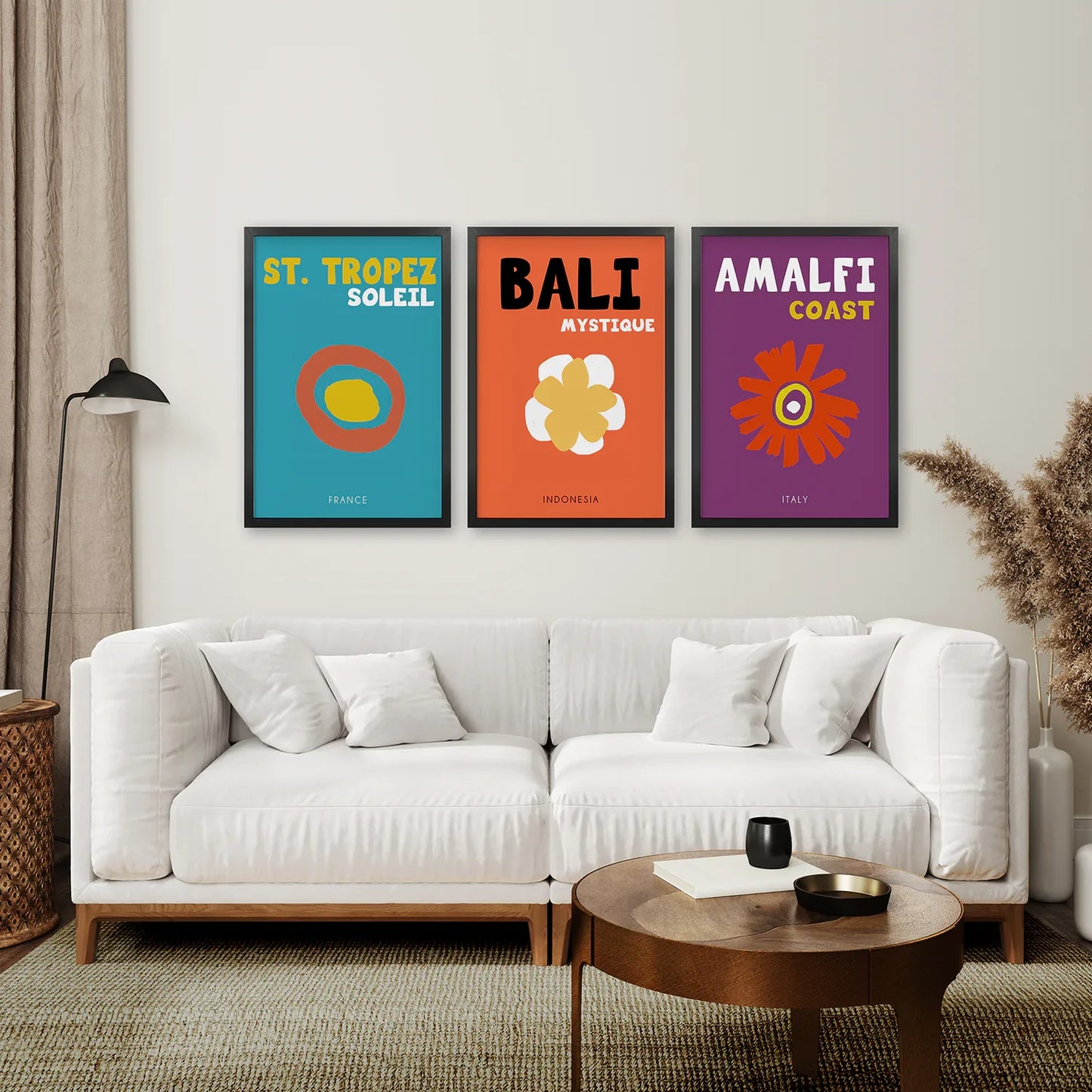 Preppy Travel Wall Art Set of 3, Colorful Poster Bundle