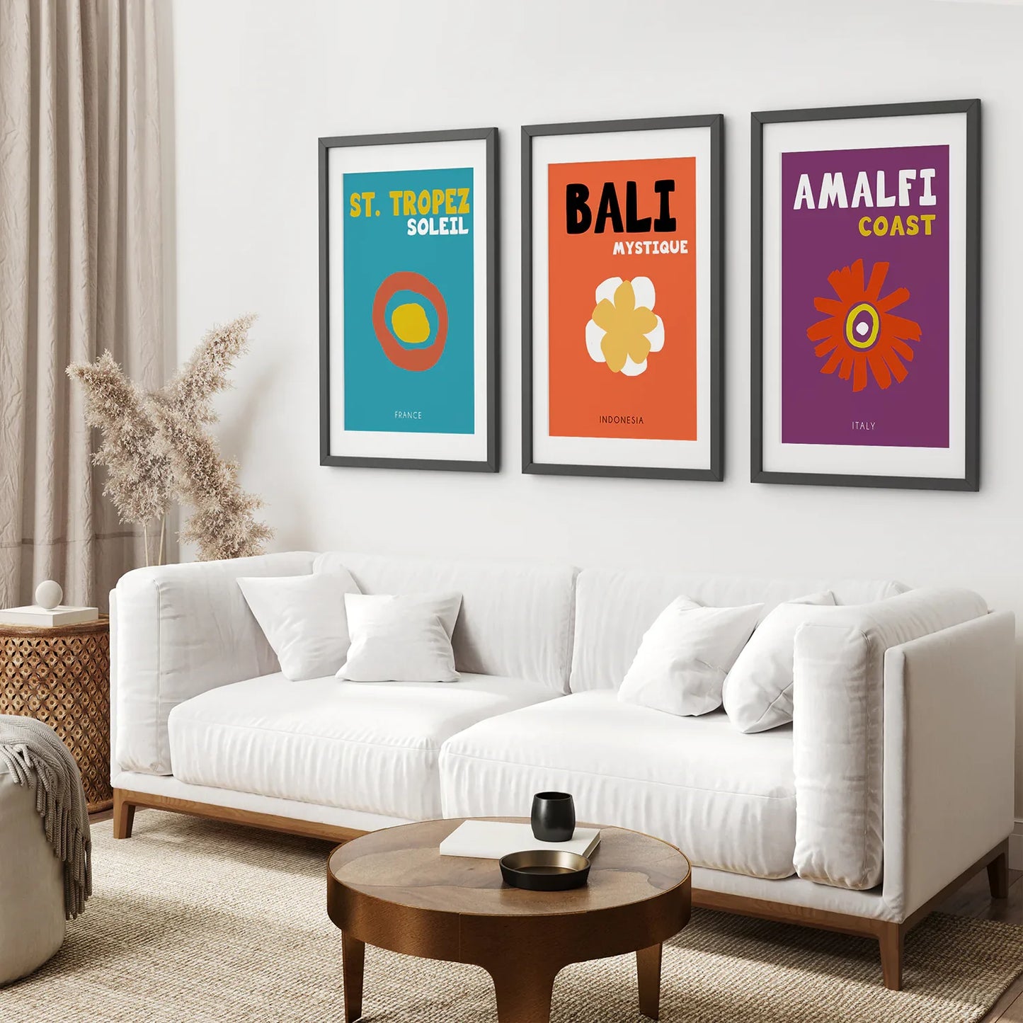Preppy Travel Wall Art Set of 3, Colorful Poster Bundle
