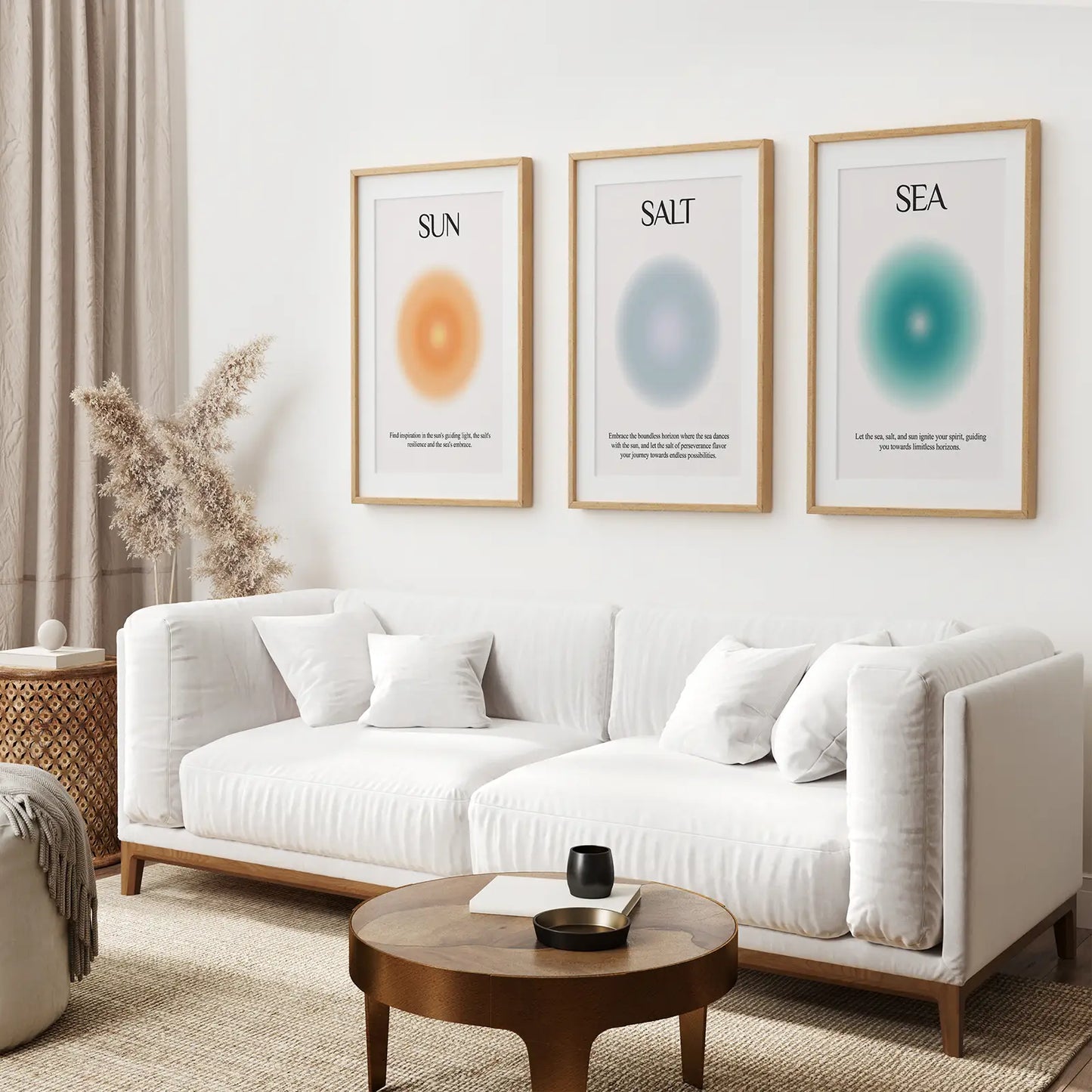 Sun Salt and Sea Aura Wall Art Set of 3 Prints