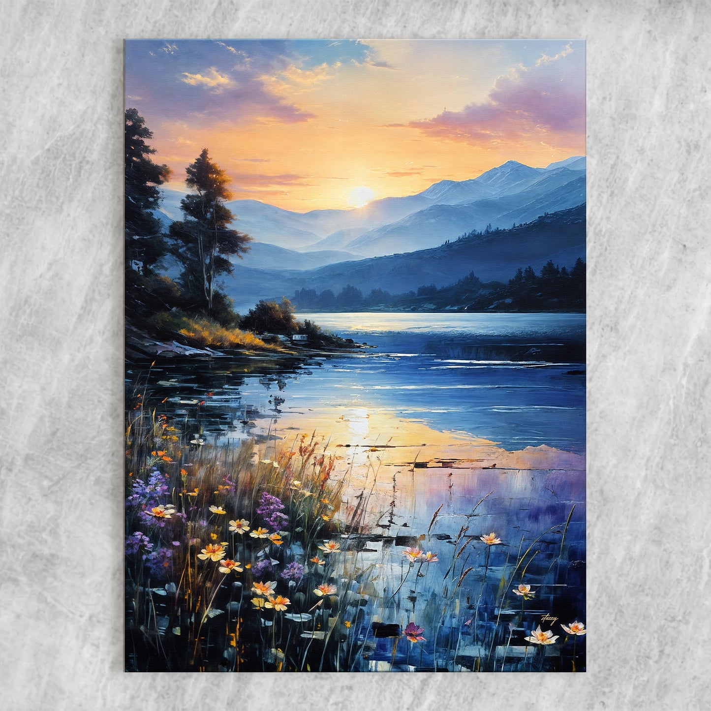 Sunset Journey Lake Sunset Landscape Canvas Wall Art