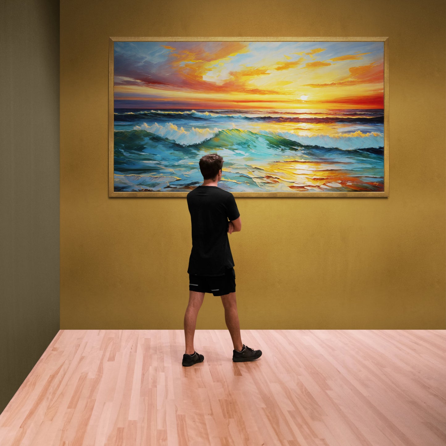 Sunset Surge Ocean Waves Canvas Wall Art