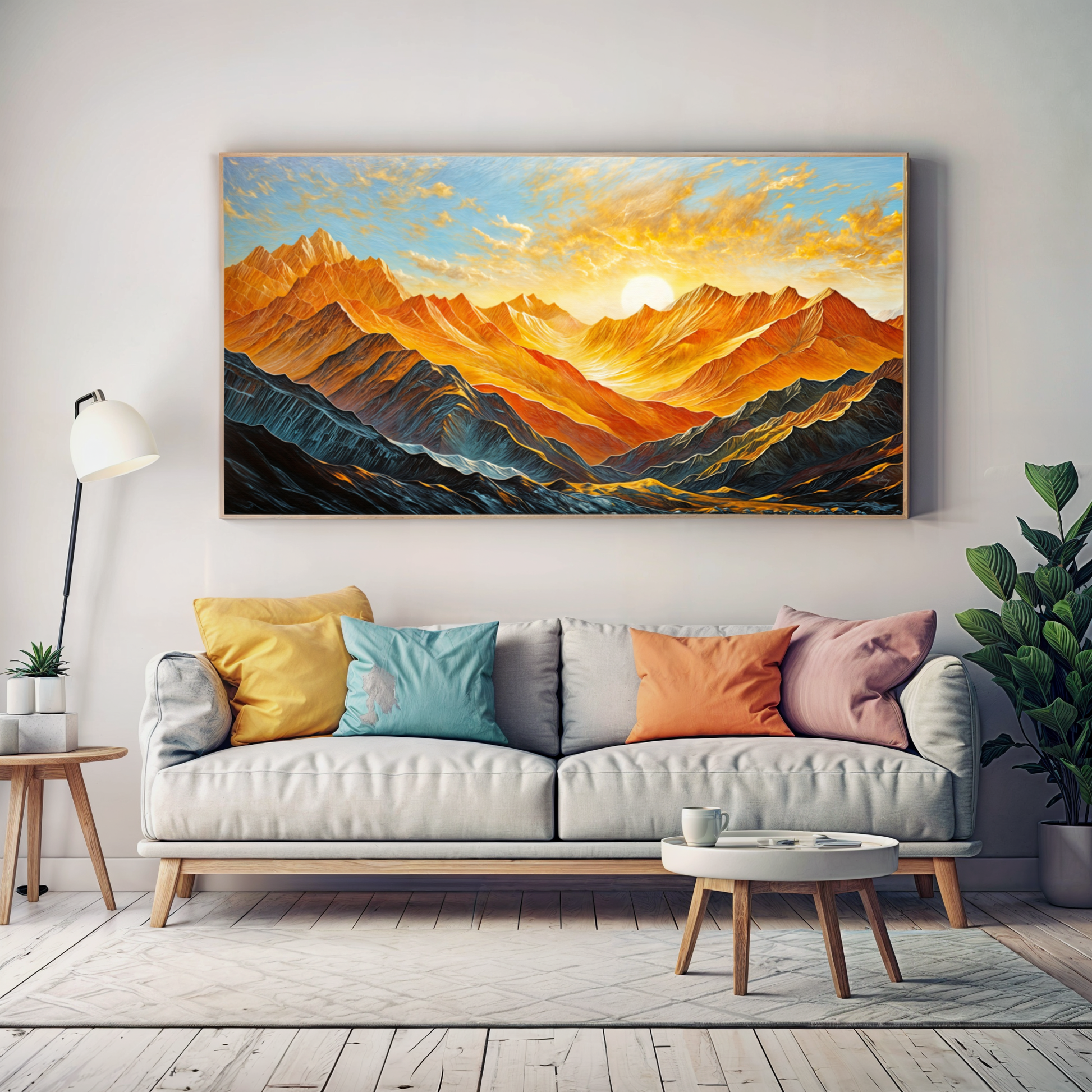 Sunset Surge ocean waves sunset canvas wall art with vivid coastal colors