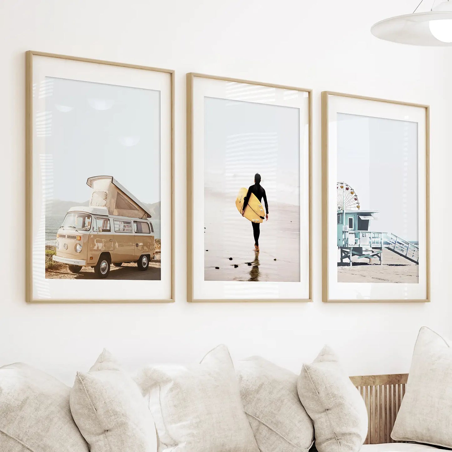 Surf Beach Wall Art Set of 3 Coastal Prints