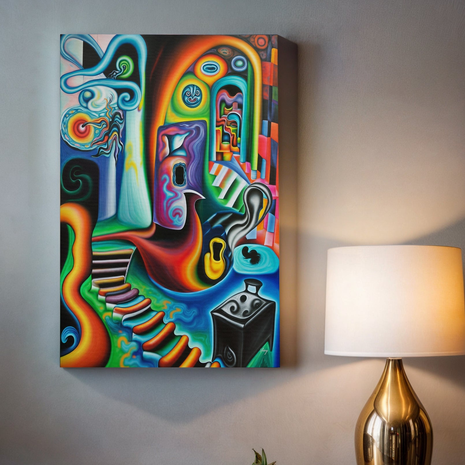 Surreal Steps abstract canvas wall art with bold shapes and vivid color
