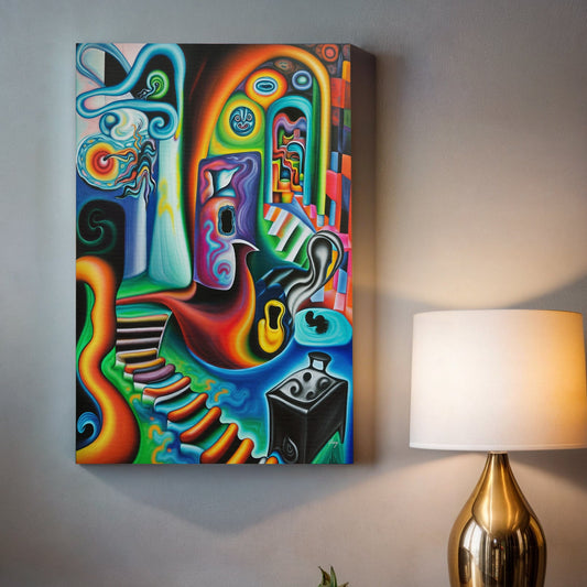 Surreal Steps abstract canvas wall art with bold shapes and vivid color