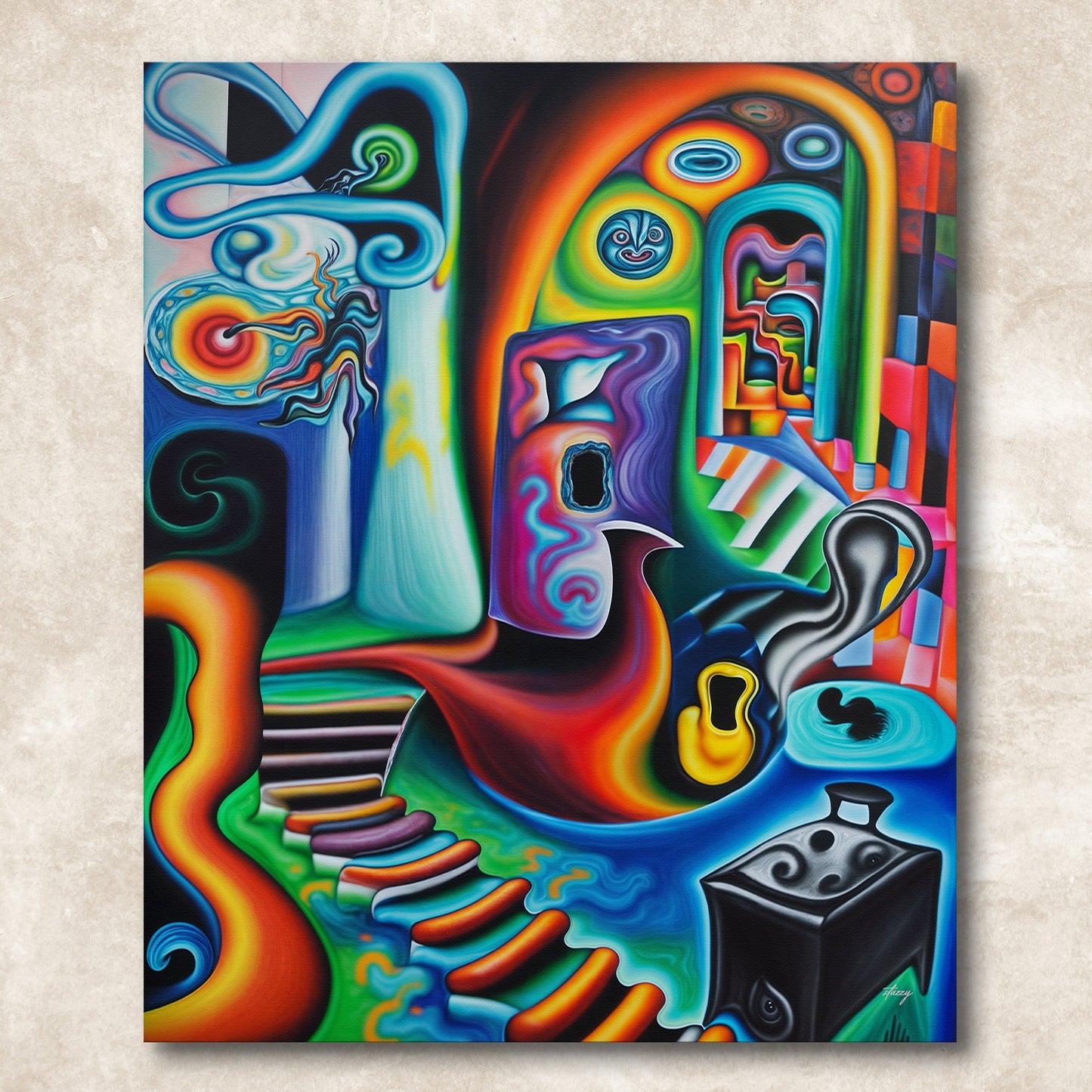 Surreal Steps Abstract Canvas Wall Art