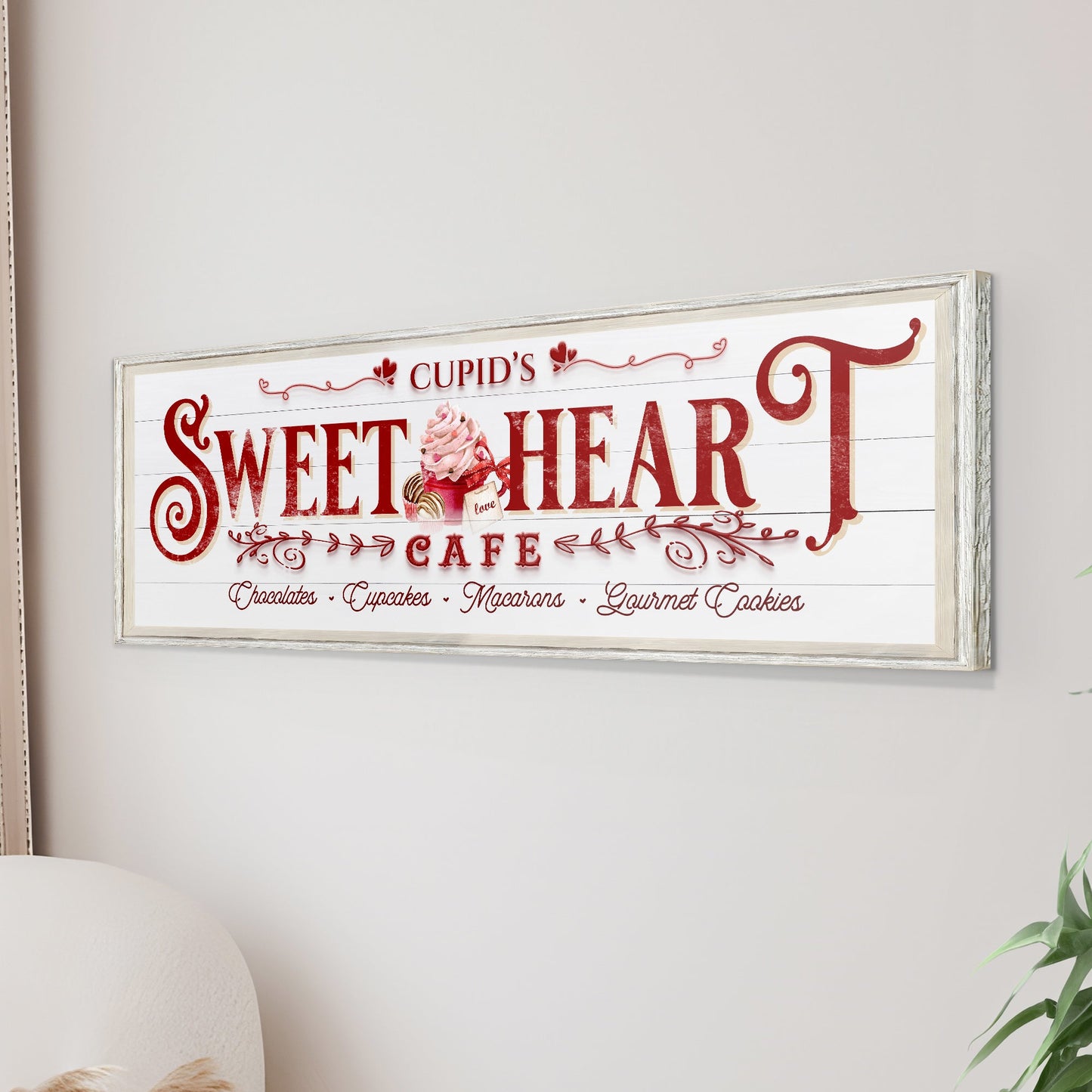 Sweetheart Cafe typographic canvas wall art sign for kitchen or dining room decor