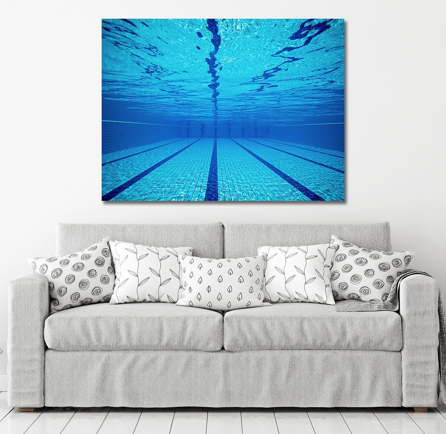 Underwater swimming pool canvas wall art for swim team gift