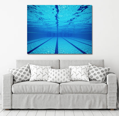 Underwater swimming pool canvas wall art for swim team gift