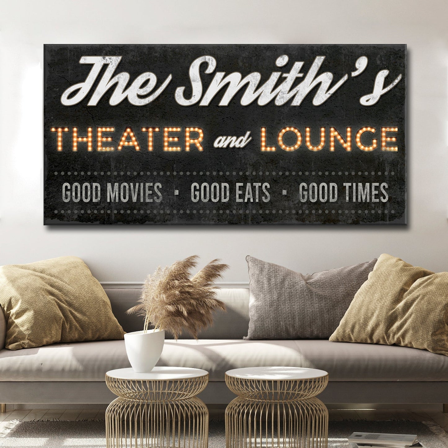 Family Theater and Lounge Sign Canvas Wall Art