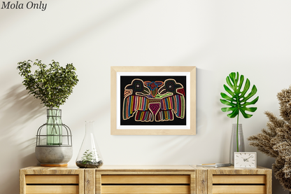 Rainbow Gossip Bird Mola Tapestry Folk Art Wall Hanging